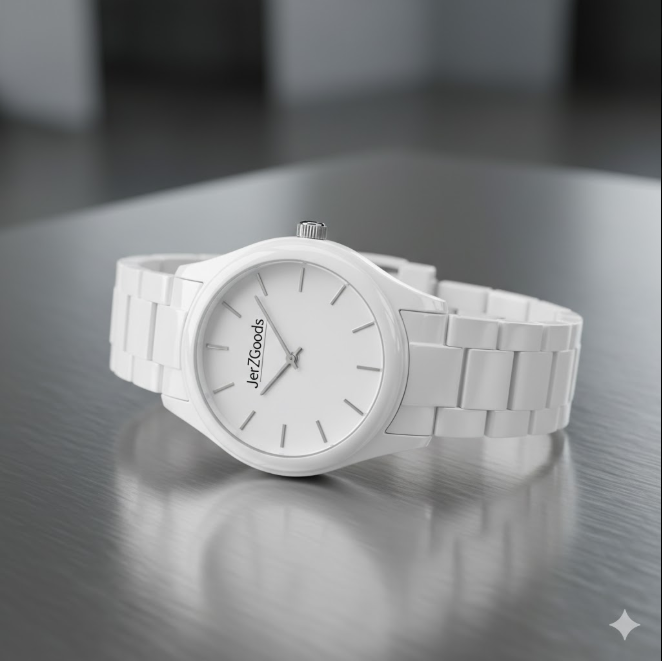 Image of stainless steel watch with black face